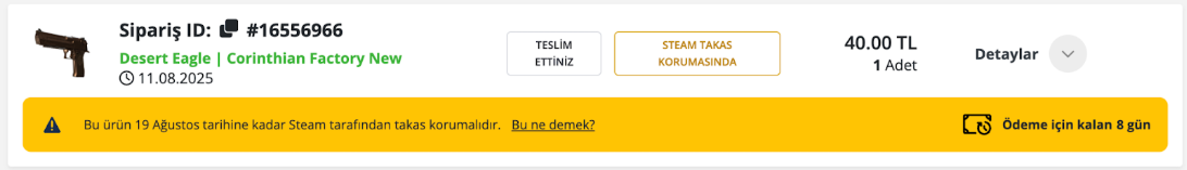 STEAM TAKAS KORUMASINDA