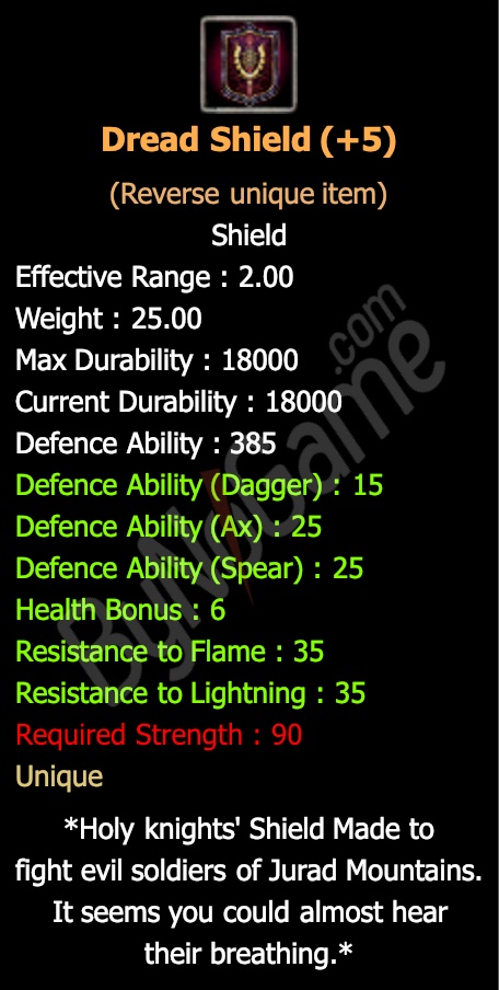 Rev. +5 Dread Shield