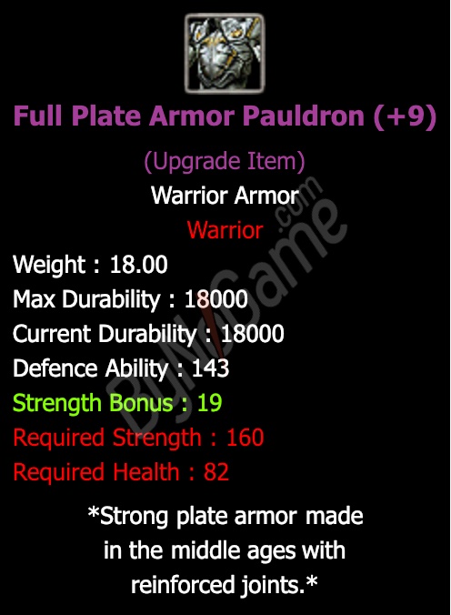 warrior +9 Full Plate Armor Pauldron
