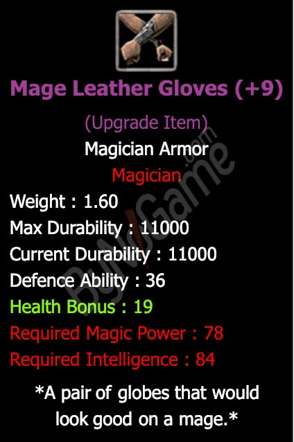 +9 Mage Leather Gloves