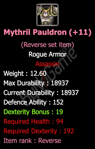 Rev. +11 Mythril Pauldron Satılır