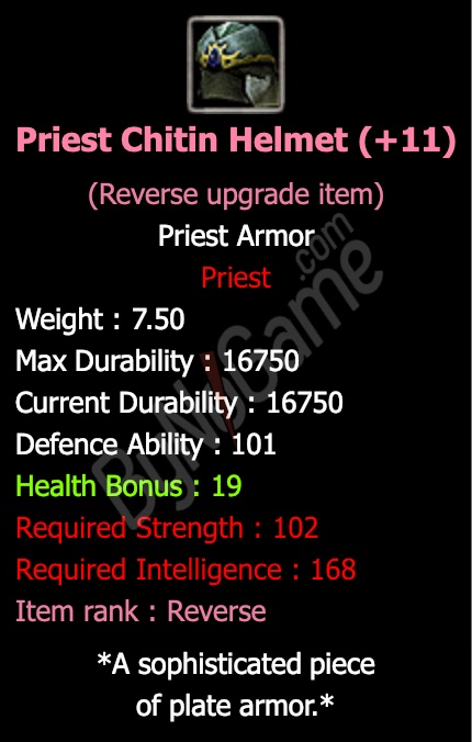 Rev. +11 Priest Chitin Helmet
