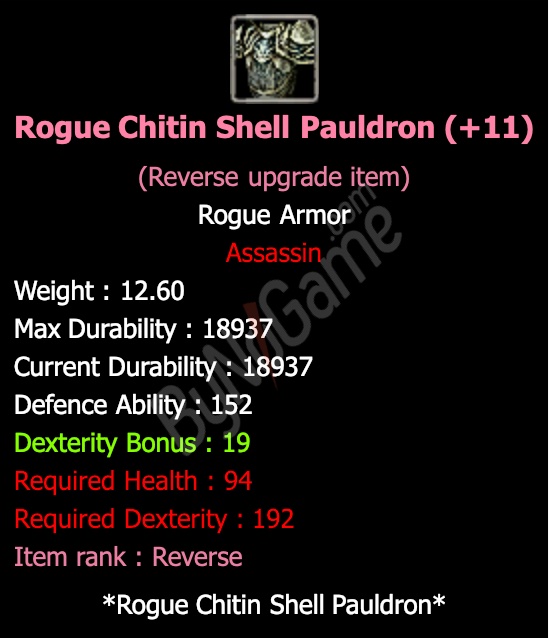Rev. +11 Rogue Chitin Shell Pauldron
