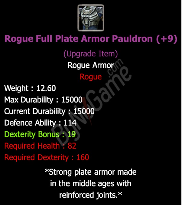 +9 Rogue Full Plate Armor FP SET >> EN UCUZ SET VUR KIR PARÇALA 95 DEX