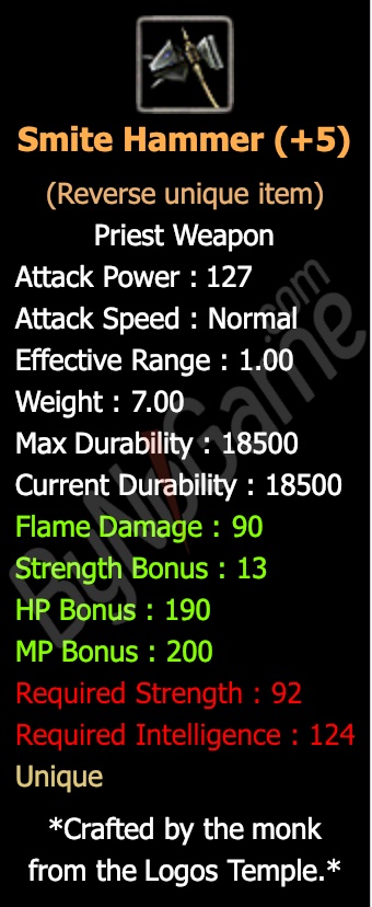 Rev. +5 Smite Hammer