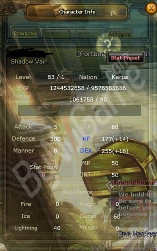 83/1 // 1M NP li Karus Rogue // 90 DEF’e 25 şerif var.