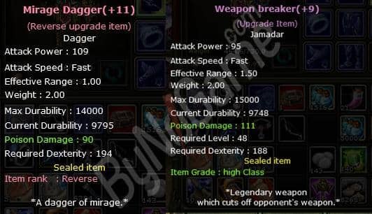 +9 WEAPON BREAKER +9 MİRAGE DAGGER- +3 FOVERİN - +3 JUDİ - +2 WP - +3 RE