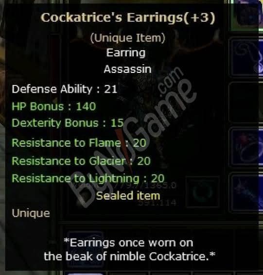 Cockatrice Earring +3