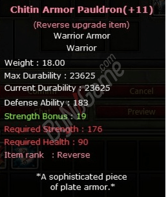Warrior Chitin Pauldron +9