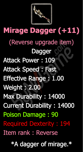 +9 MİRAGE DAGGER