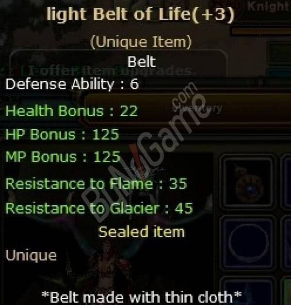 light Belt of life +3