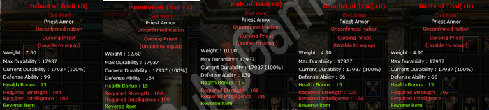 Priest +8 Trial Set Hp (NO REB) Satılır