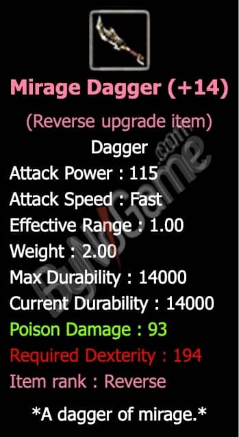 MIRAGE DAGGER +14 REB