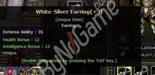 DUAL +3 White Silver Earring UYGUNA
