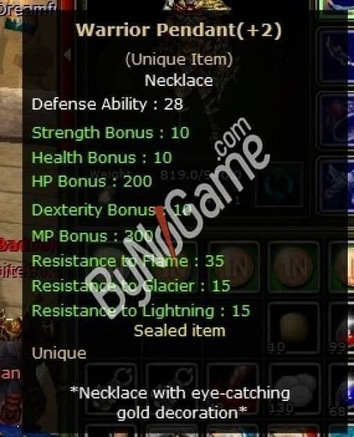 Warrior Pendant (WP) +2