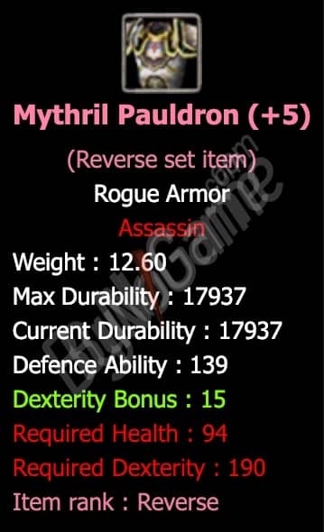 +5 Reb. Mythril Set, +11 Reb Shard, Judi +2, Bdn +2