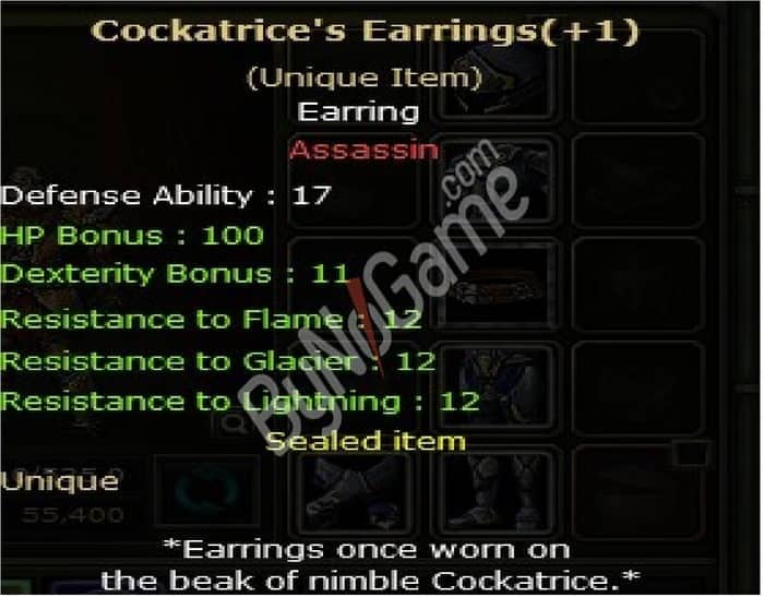 +1 Cockatrice’s Earring