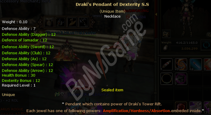 S..S Draki Pendant of Dexterity