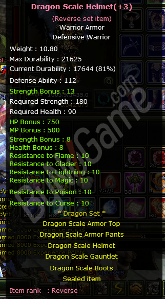 +7 Dragon Set ( Rev +3,Rev +2 Karışık * Str bonusu fazla )