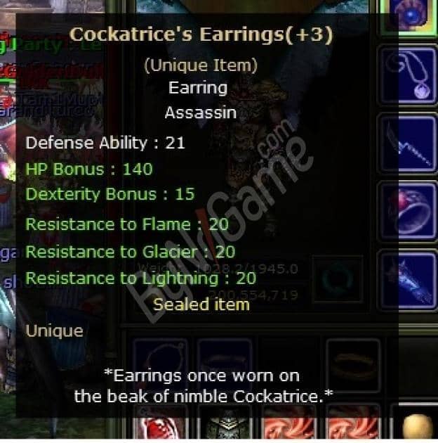 +3 Cockatrice’s Earring