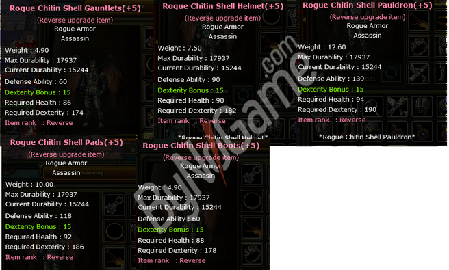 Uygun Fiyata rogue +8 shell set