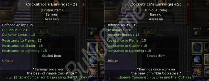 SELL DUAL +2 Cockatrice’s Earrings