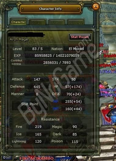 83 lvl Reb 5 2,9 m np 100 def açık mage
