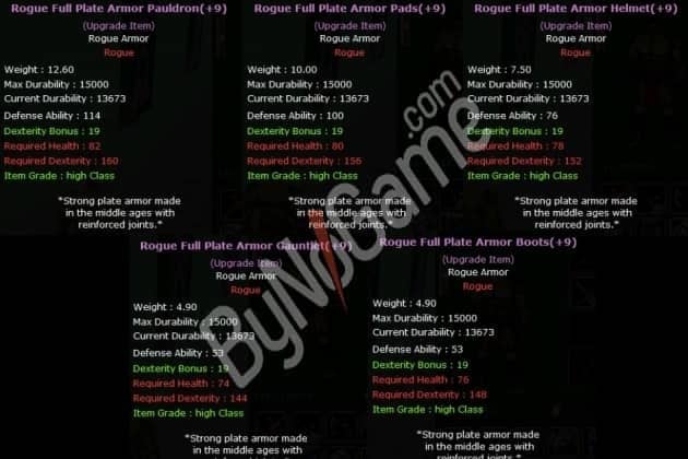+9 ROGUE FULL PLATE ARMOR