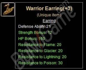 Warrior’s earring +3