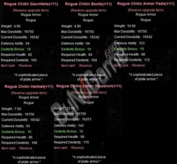 +11 Rb Rogue Chitin Set