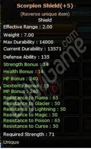+8 scorpion shield & +6 LYCAON HAMMER