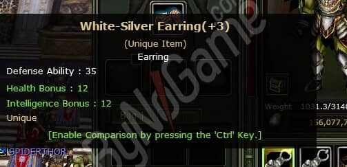 Dual +3 White-Silver Earring