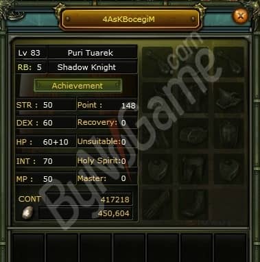 83/5 LWL // Skill & Stat Sıfırlanmış // Karus Priest // 410k Np