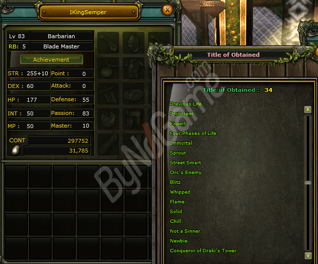 83/5 297K NP 40 DEF Human Warrior