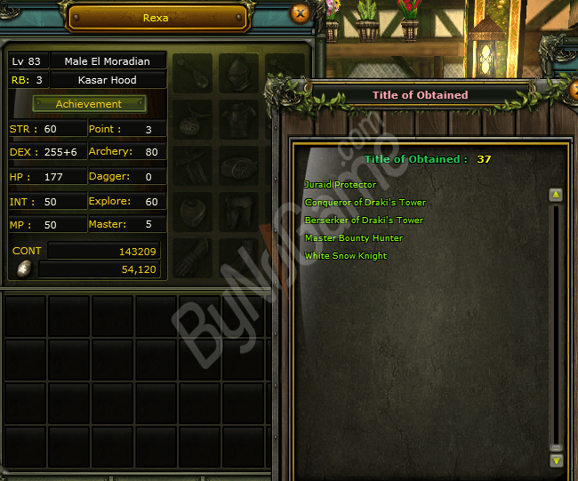 83/3 100DEF 143K NP KARUS ROGUE