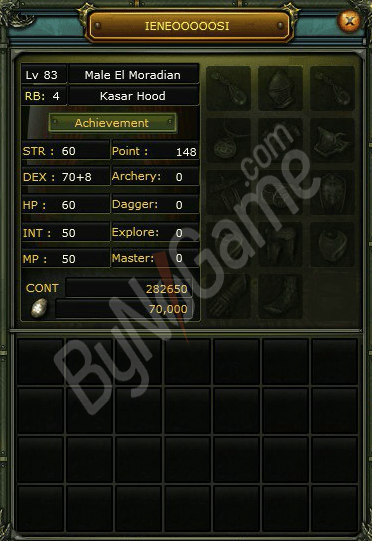83/4 Skill Stat Sıfırlanmış 282k Npli Human Erkek Rogue