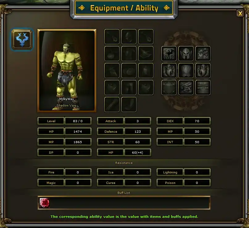 Equipment view Control Item example