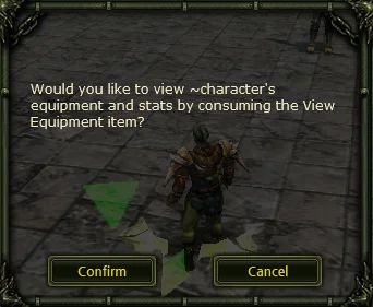Equipment View confirmation window
