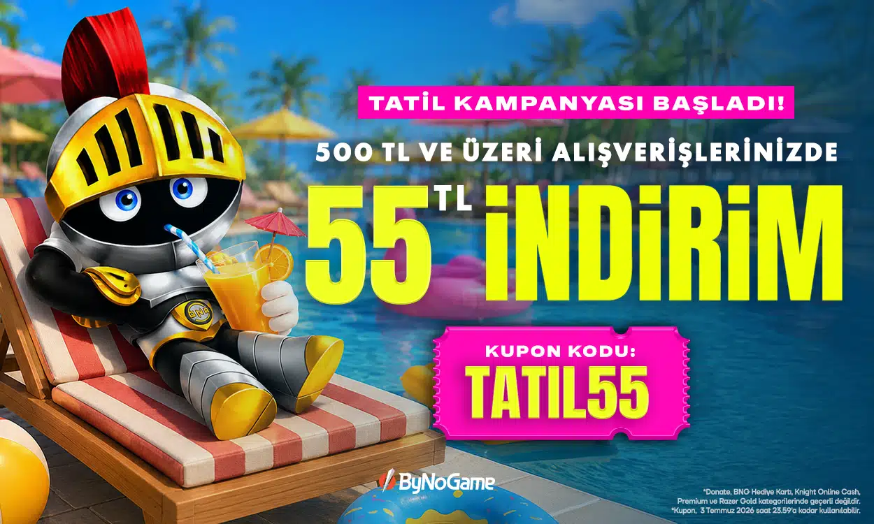 Yaz Tatiline Özel 55 TL İndirim ByNoGame'de!
